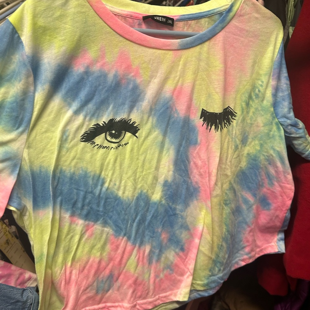 SHEIN Pastel Tie-Dye Crop‎ Top